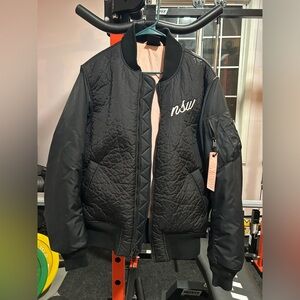 Black Quilted Bomber Jacket